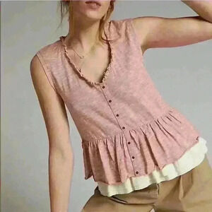 Anthropologie Pilcro & The Letterpress Ruffle Layered Tank Size Small